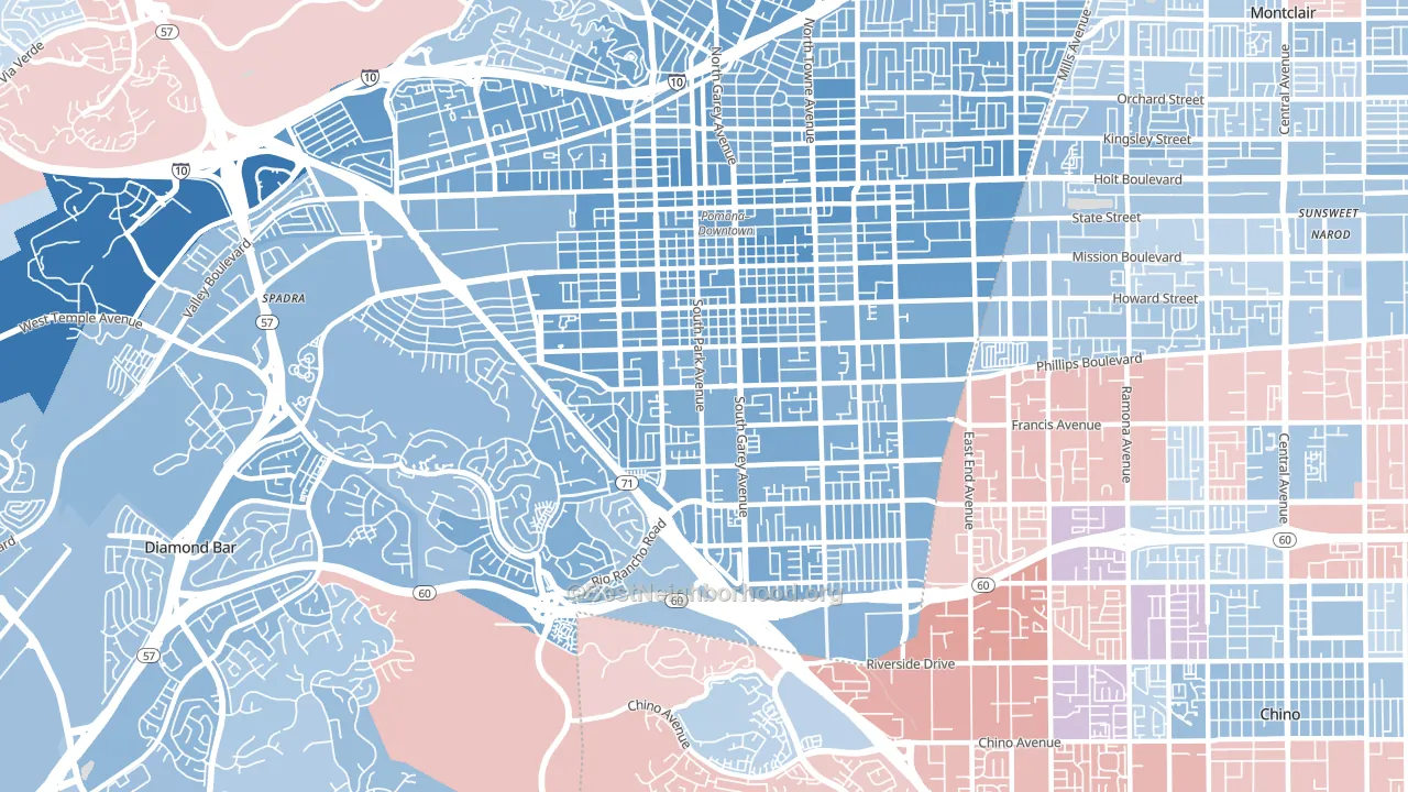 91766, CA block-group political-lean map