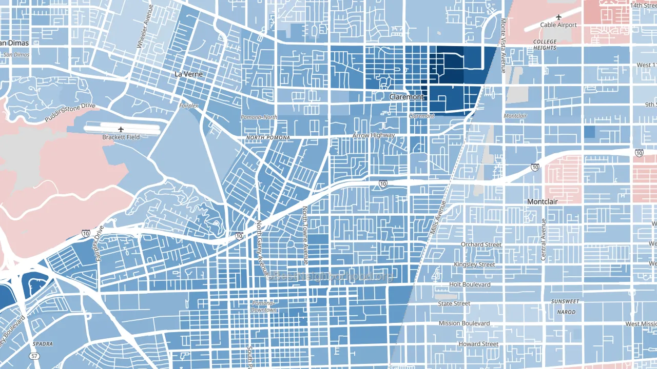 91767, CA block-group political-lean map