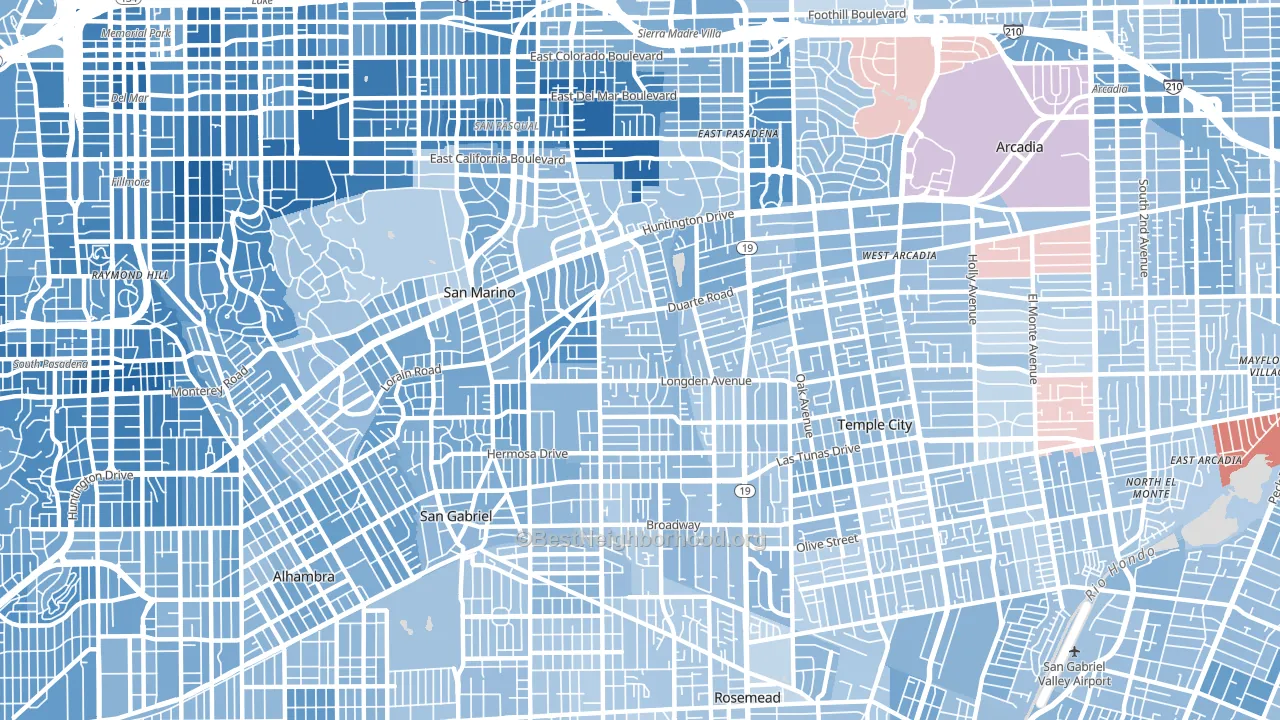91775, CA block-group political-lean map