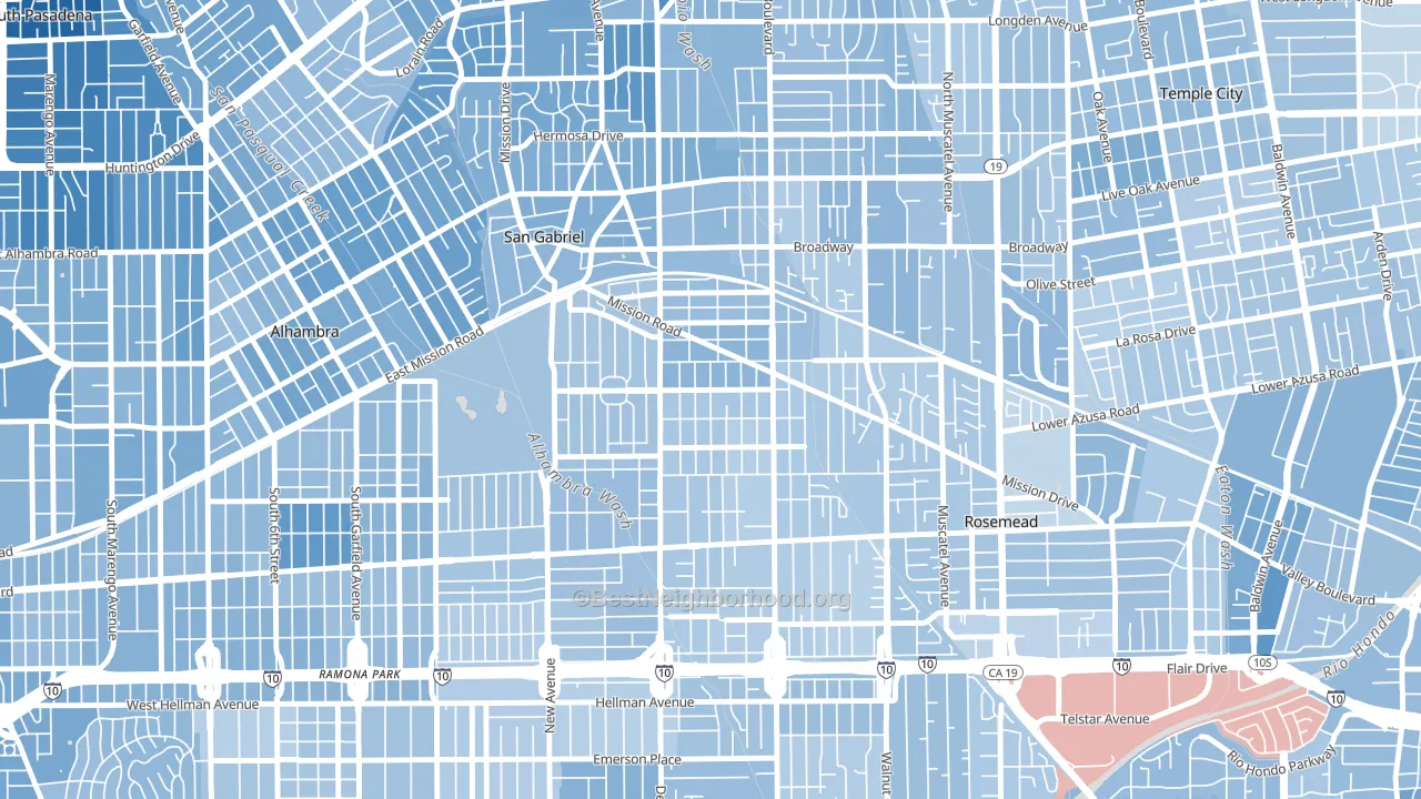 91776, CA block-group political-lean map