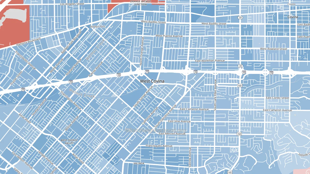 91790, CA block-group political-lean map
