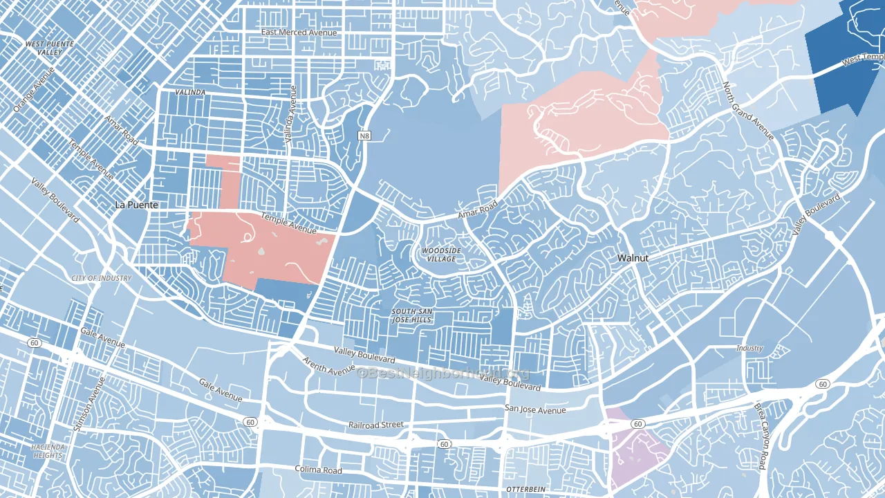 91792, CA block-group political-lean map