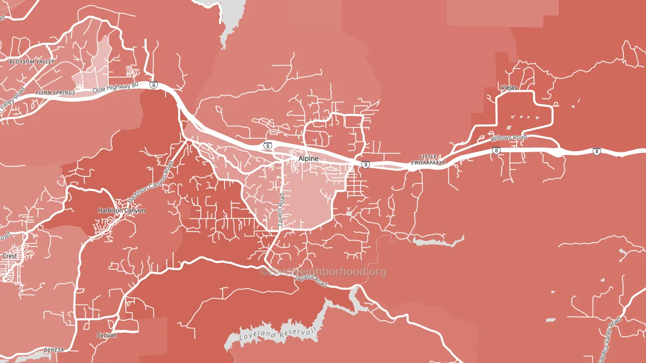 91901, CA block-group political-lean map