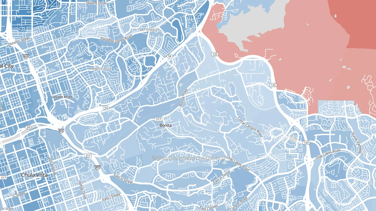 91902, CA block-group political-lean map