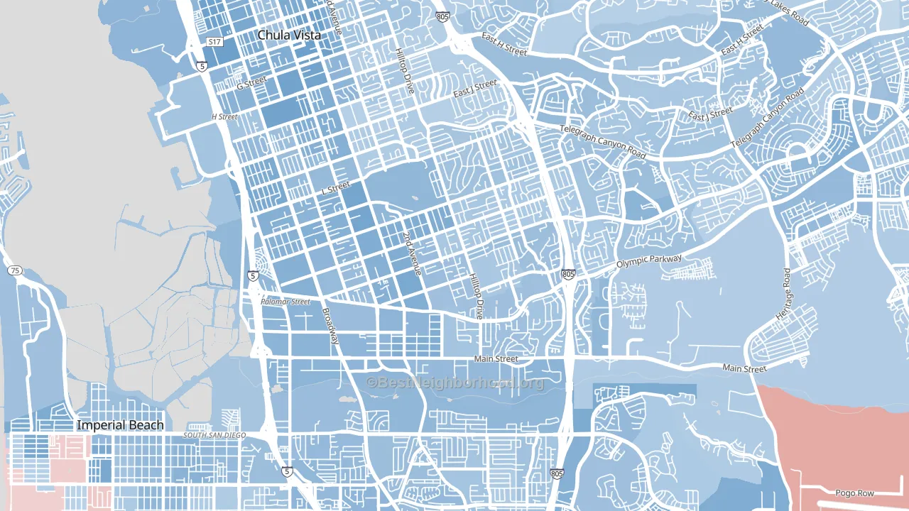 91911, CA block-group political-lean map