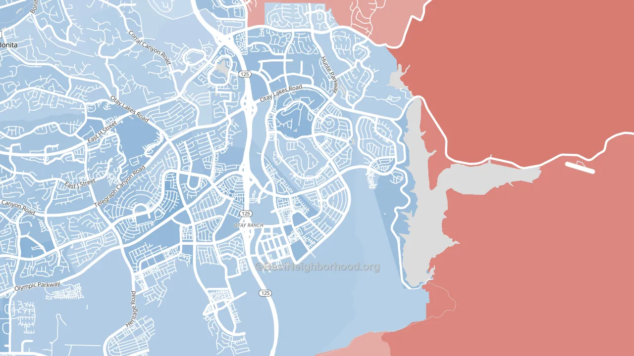 91915, CA block-group political-lean map