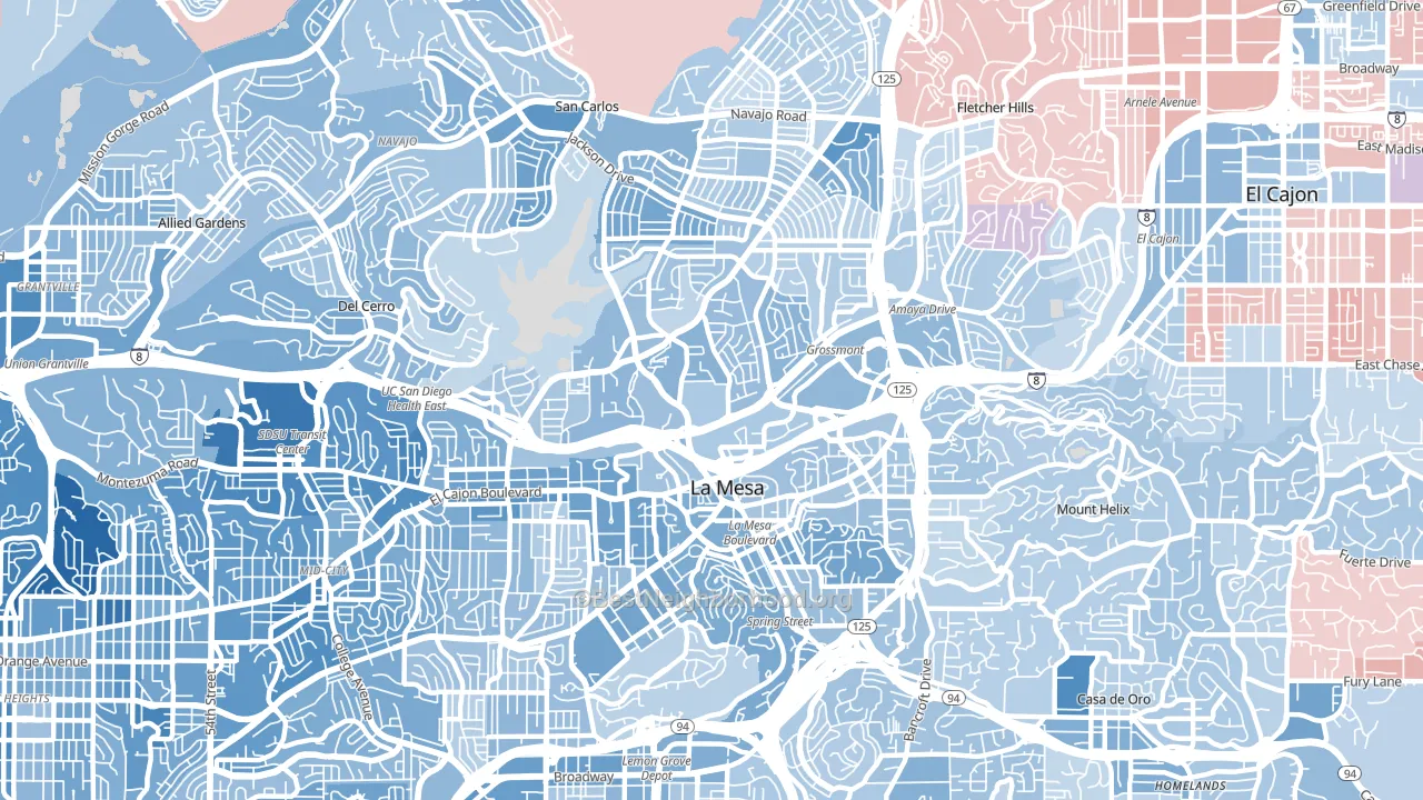 91942, CA block-group political-lean map