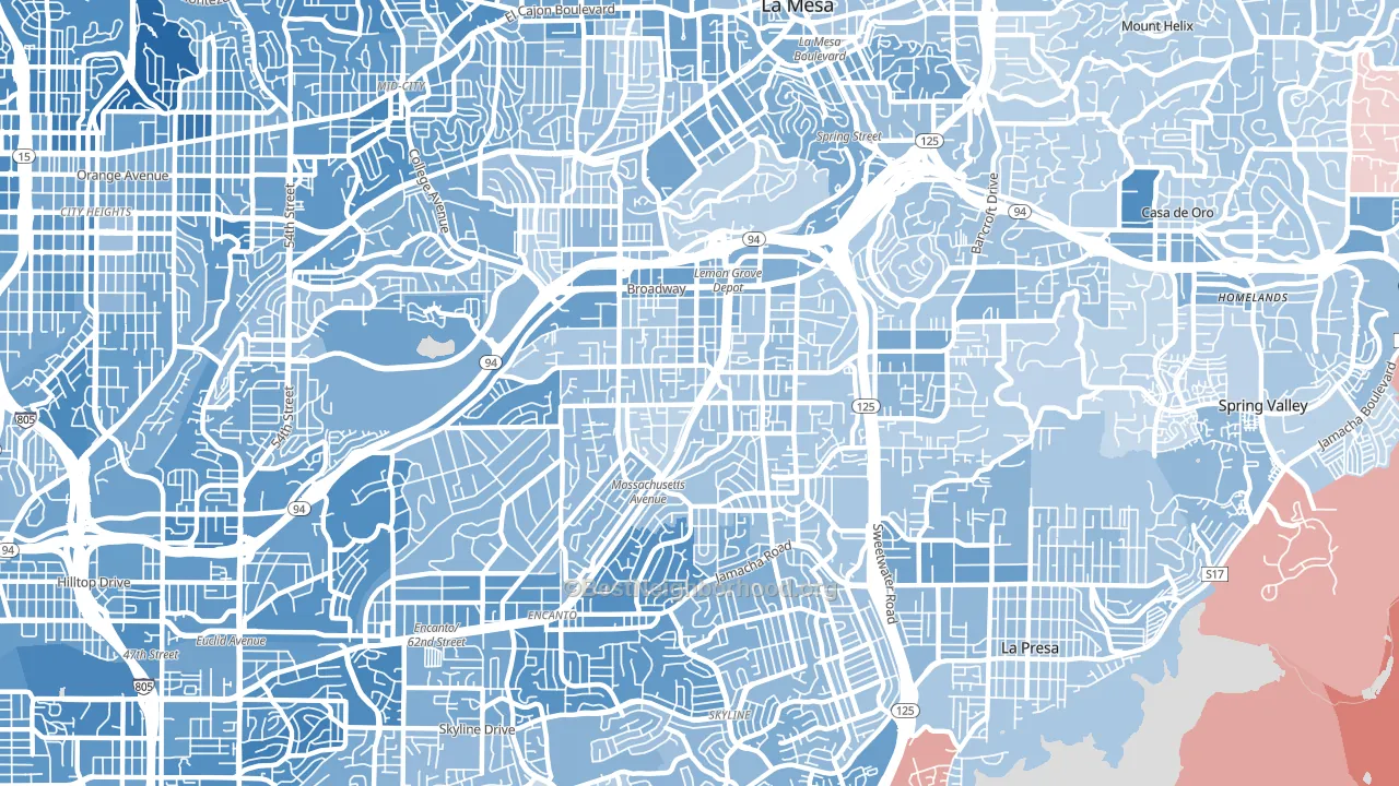 91945, CA block-group political-lean map