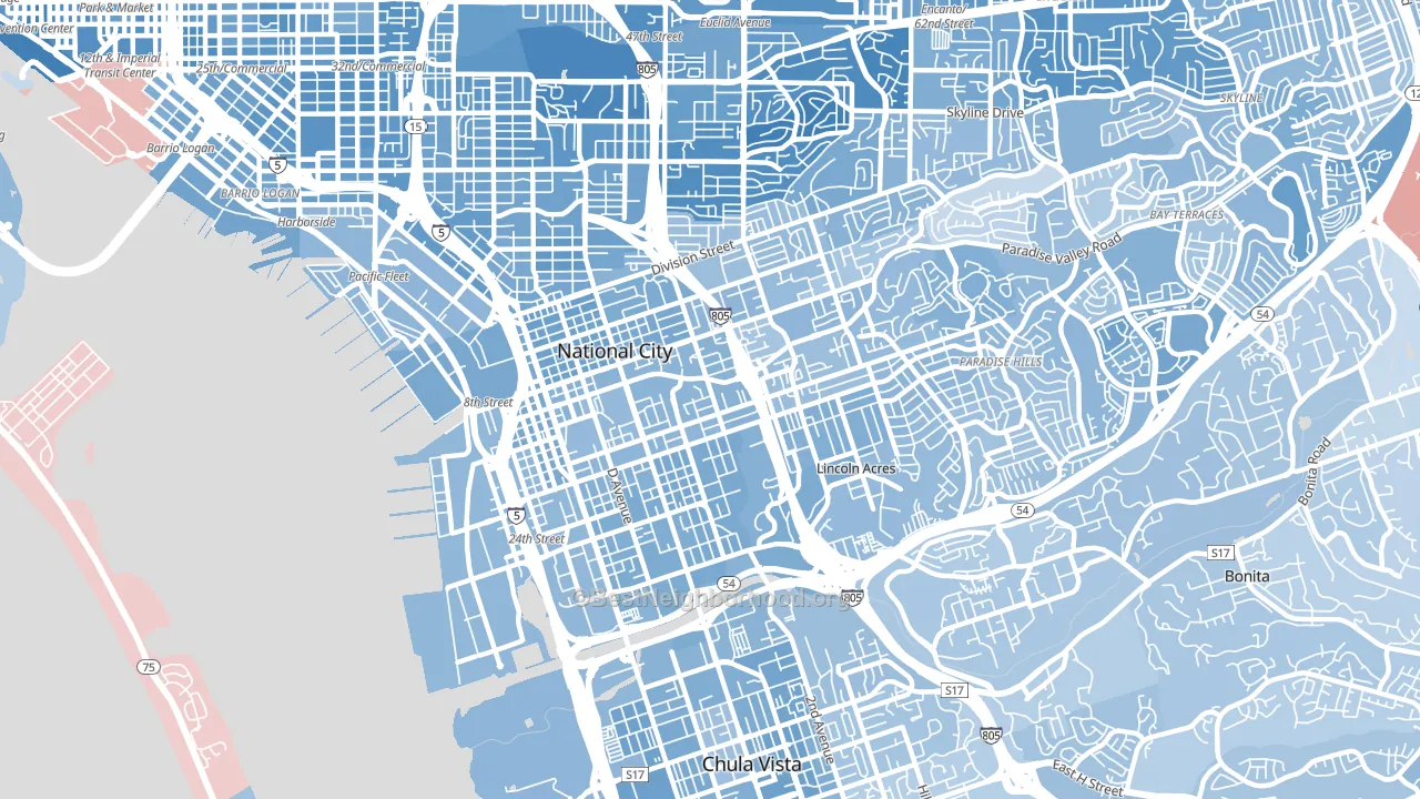 91950, CA block-group political-lean map