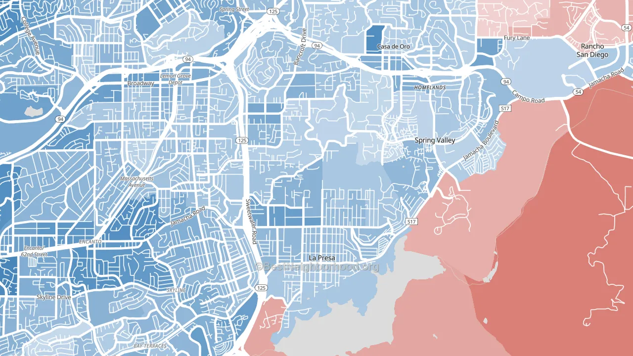 91977, CA block-group political-lean map