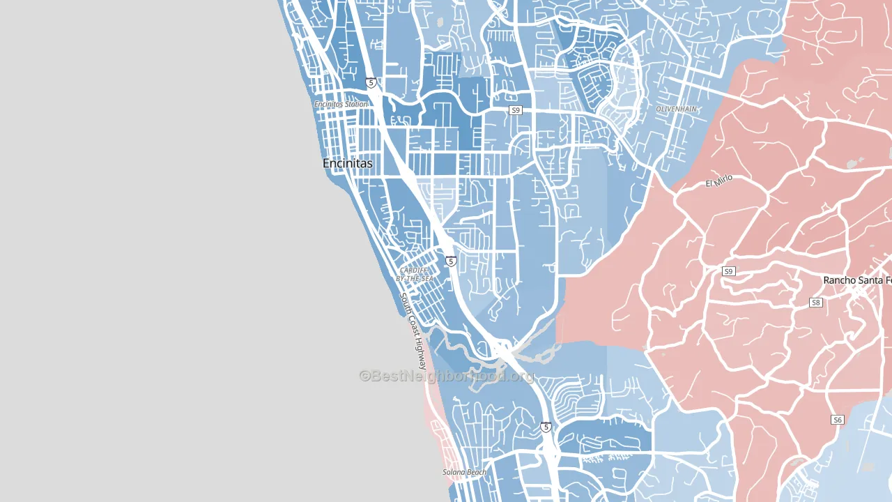 92007, CA block-group political-lean map