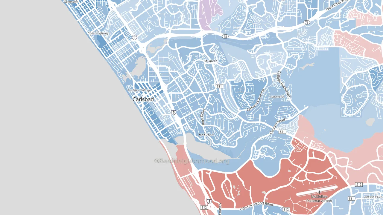 92008, CA block-group political-lean map