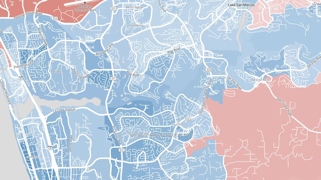 92009, CA block-group political-lean map