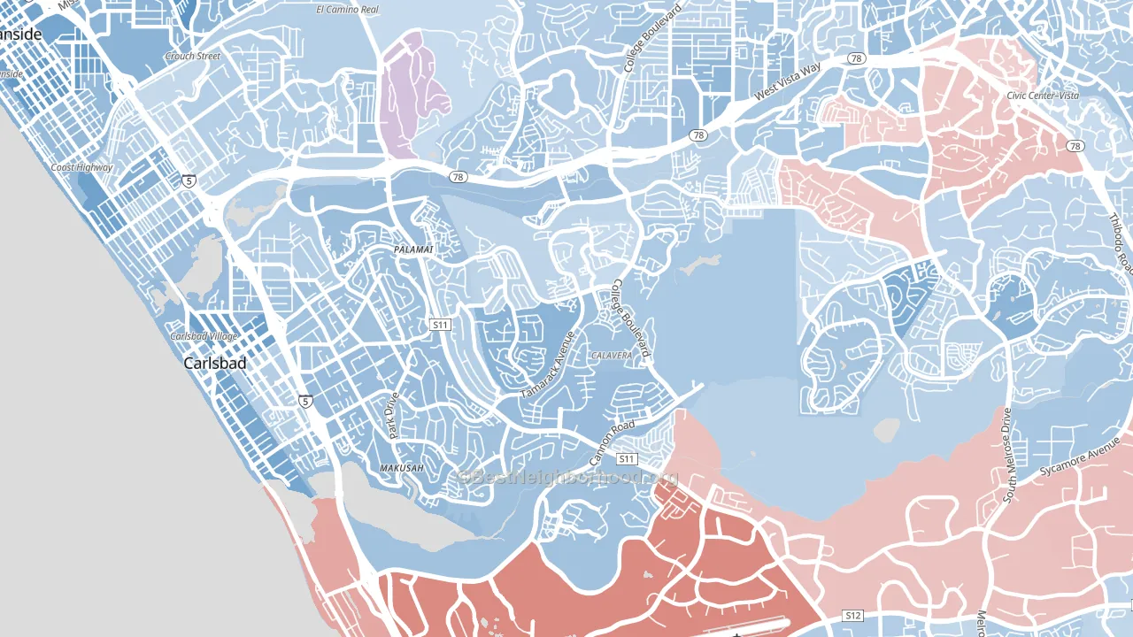 92010, CA block-group political-lean map