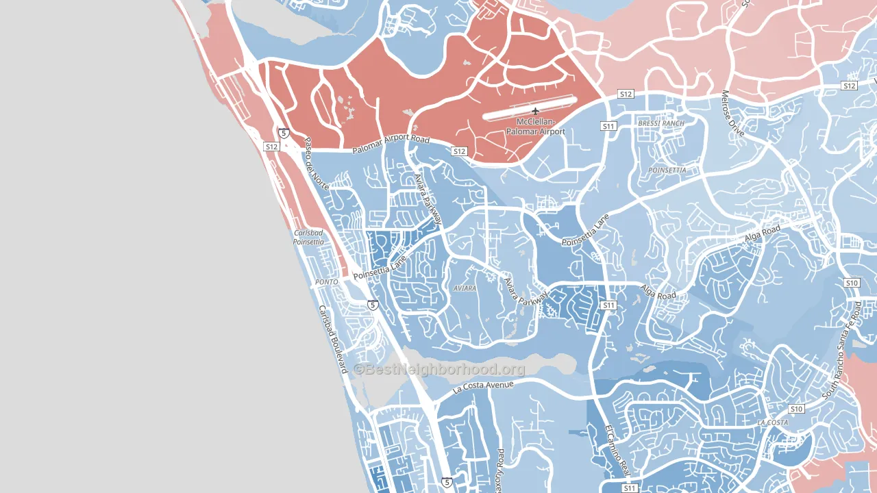 92011, CA block-group political-lean map