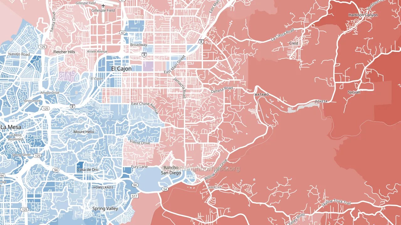 92019, CA block-group political-lean map