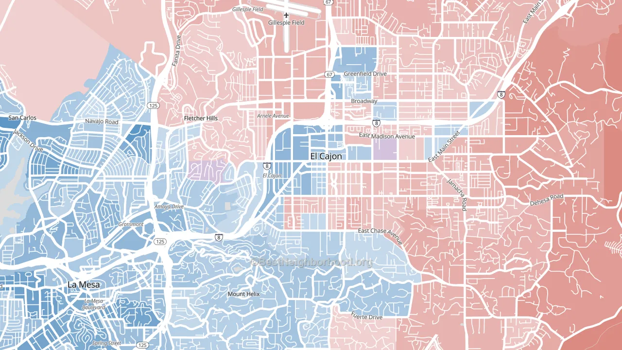 92020, CA block-group political-lean map