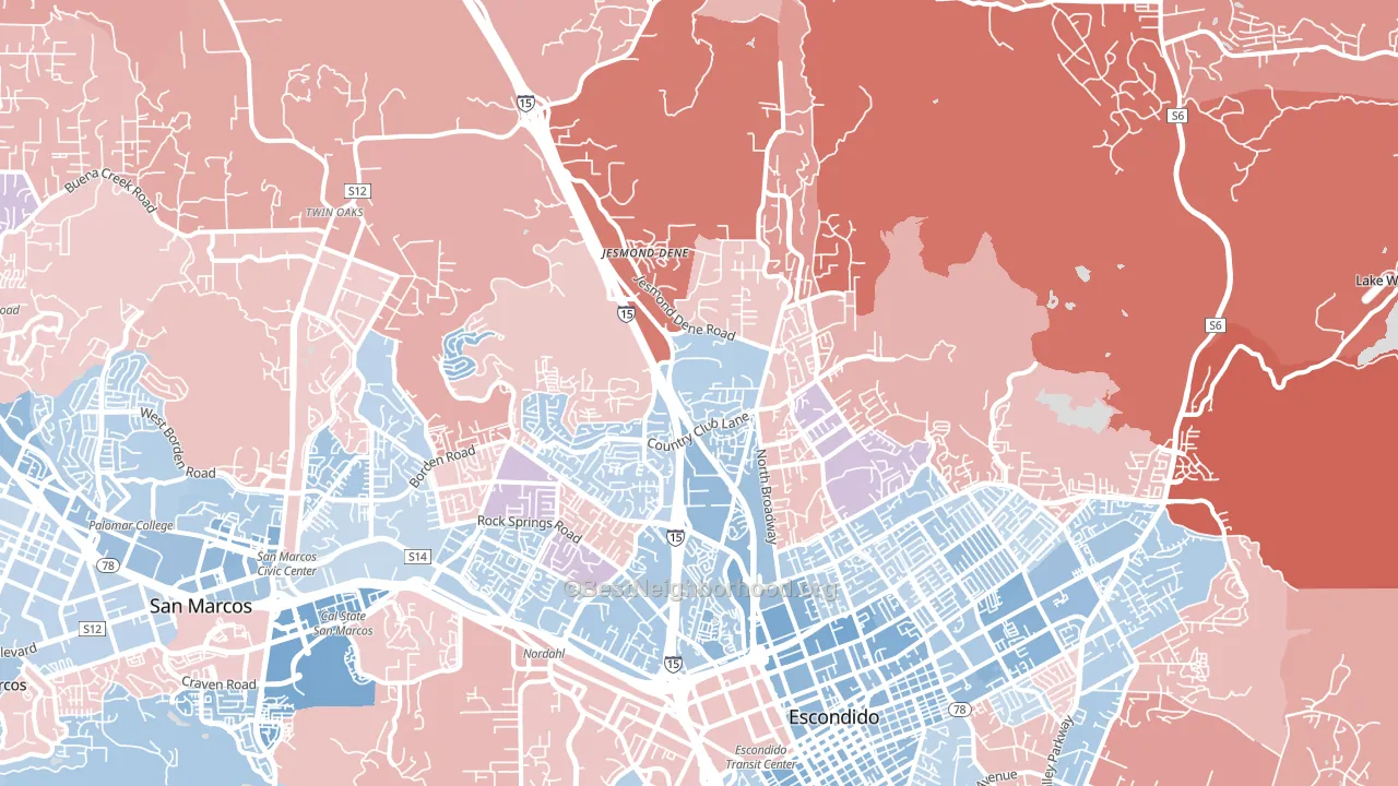 92026, CA block-group political-lean map