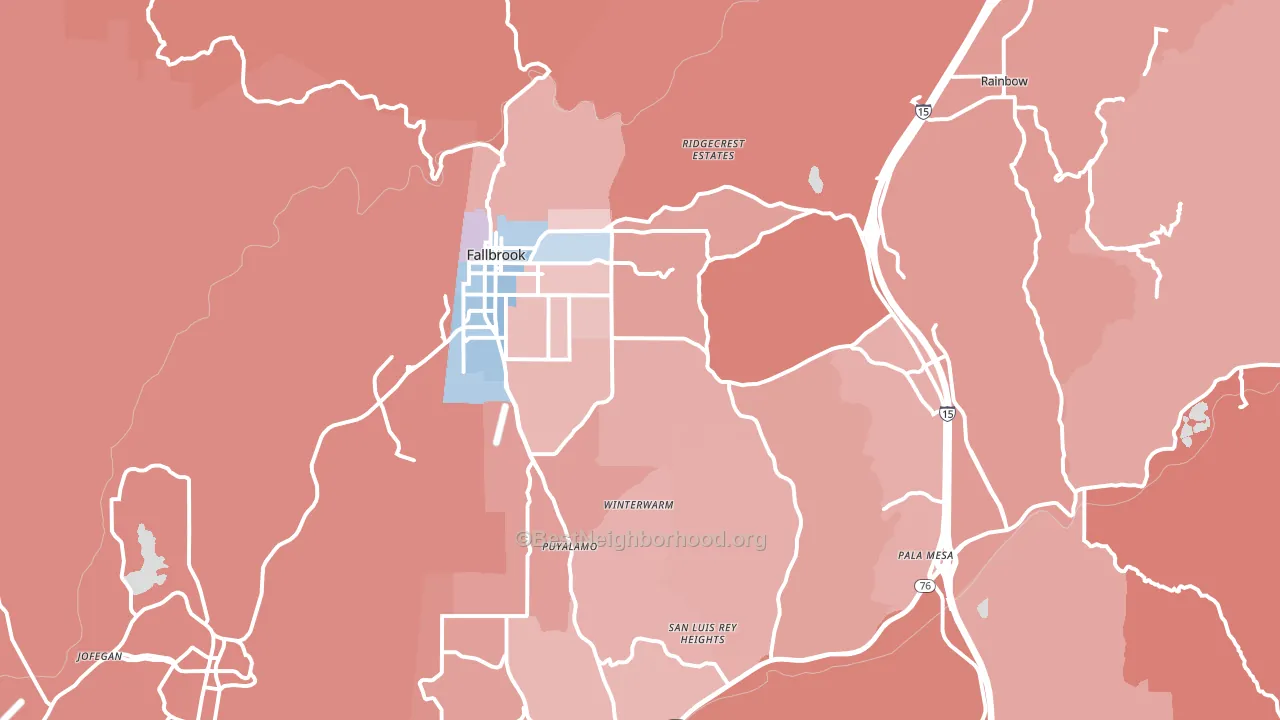 92028, CA block-group political-lean map