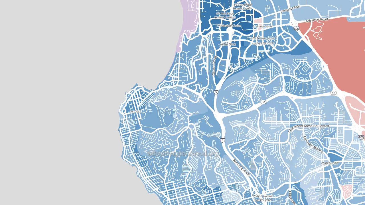 92037, CA block-group political-lean map