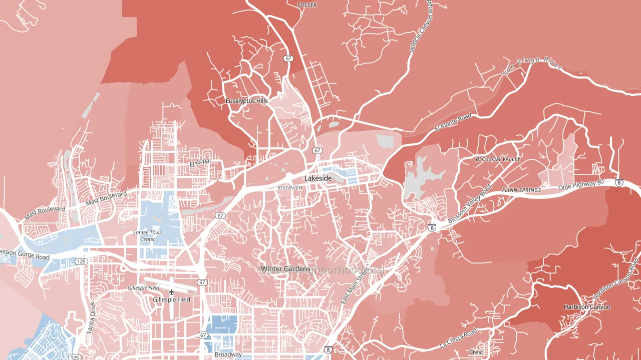 92040, CA block-group political-lean map
