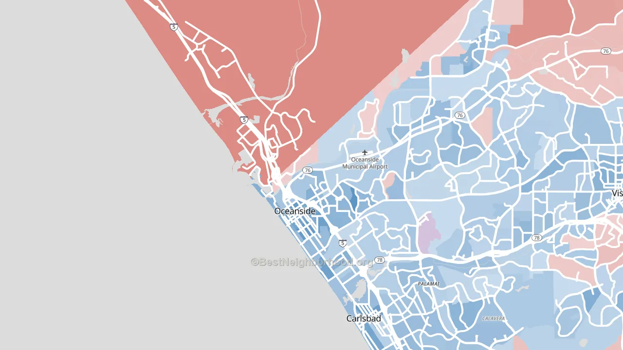 92054, CA block-group political-lean map