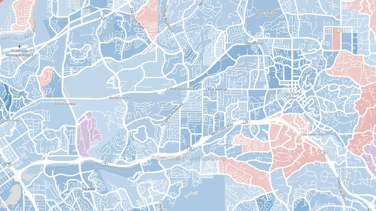 92056, CA block-group political-lean map