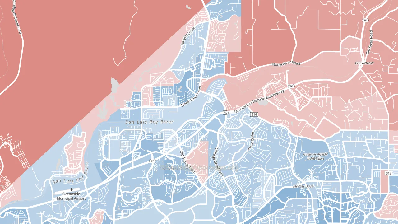 92057, CA block-group political-lean map