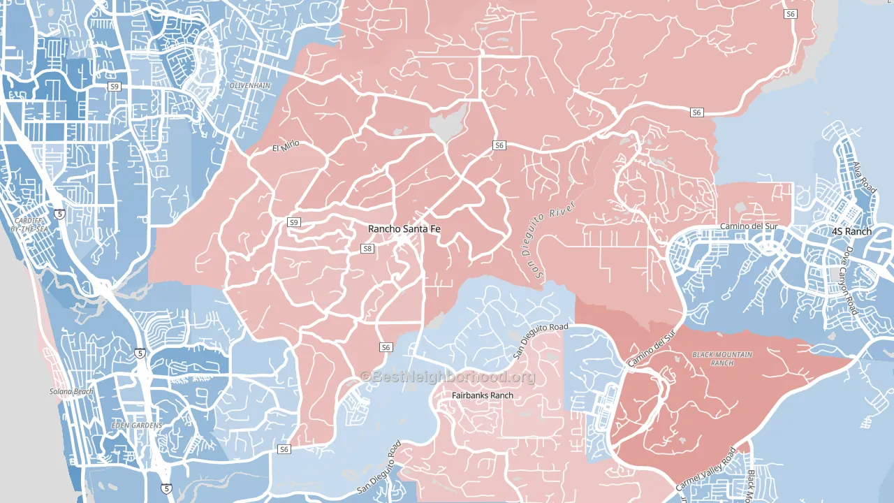92067, CA block-group political-lean map