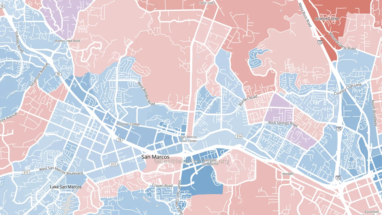 92069, CA block-group political-lean map