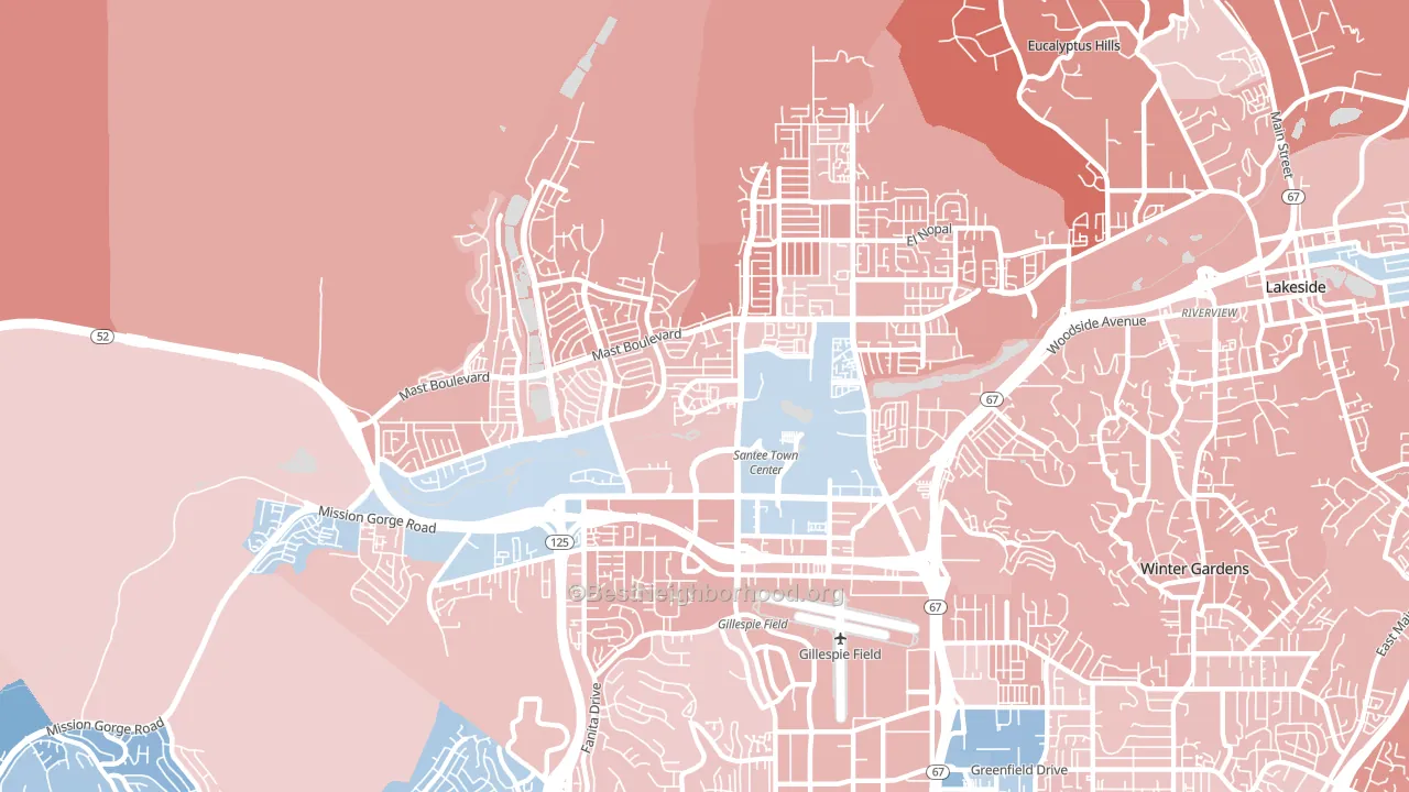 92071, CA block-group political-lean map