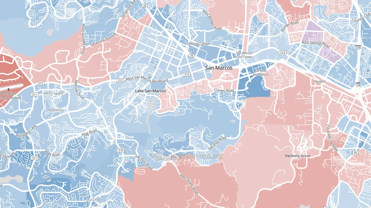 92078, CA block-group political-lean map