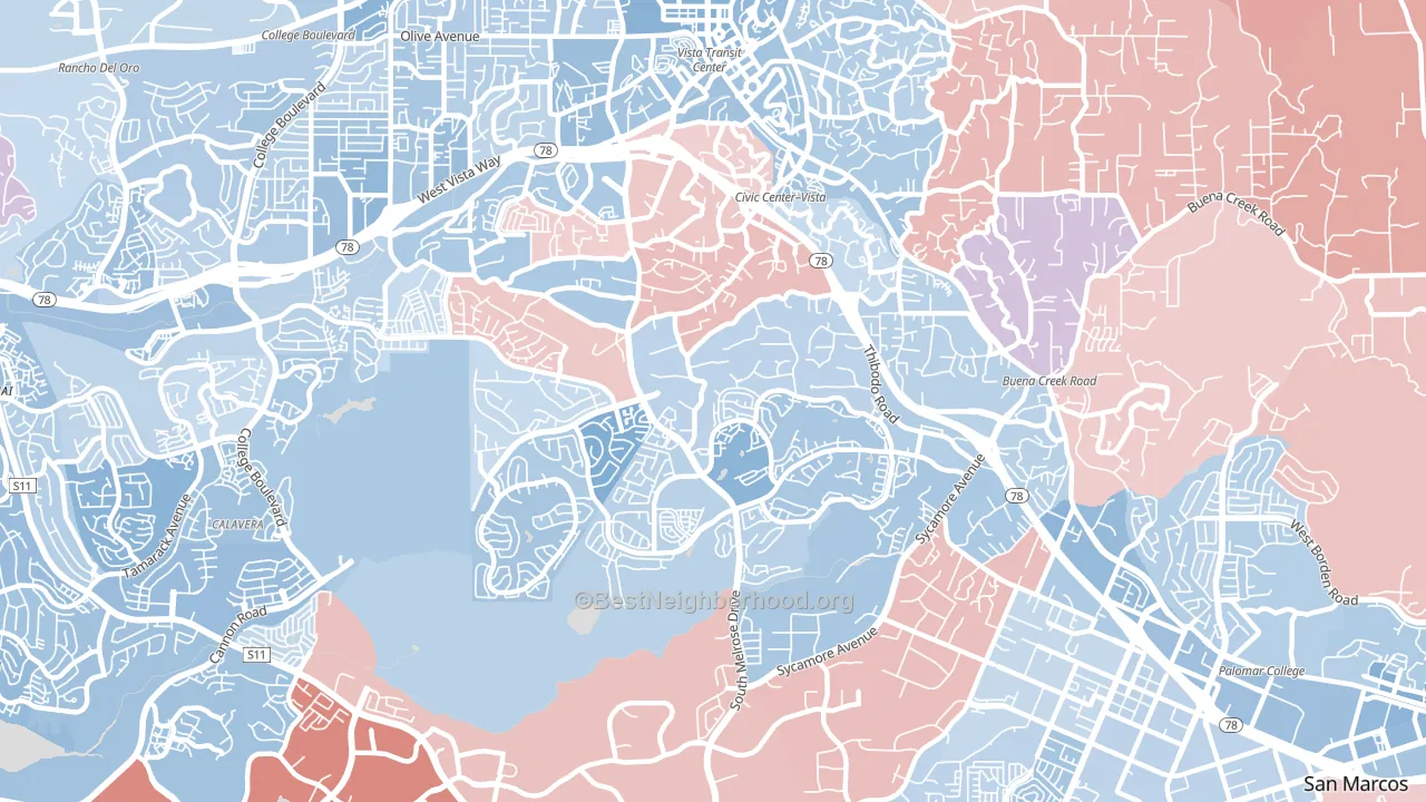 92081, CA block-group political-lean map