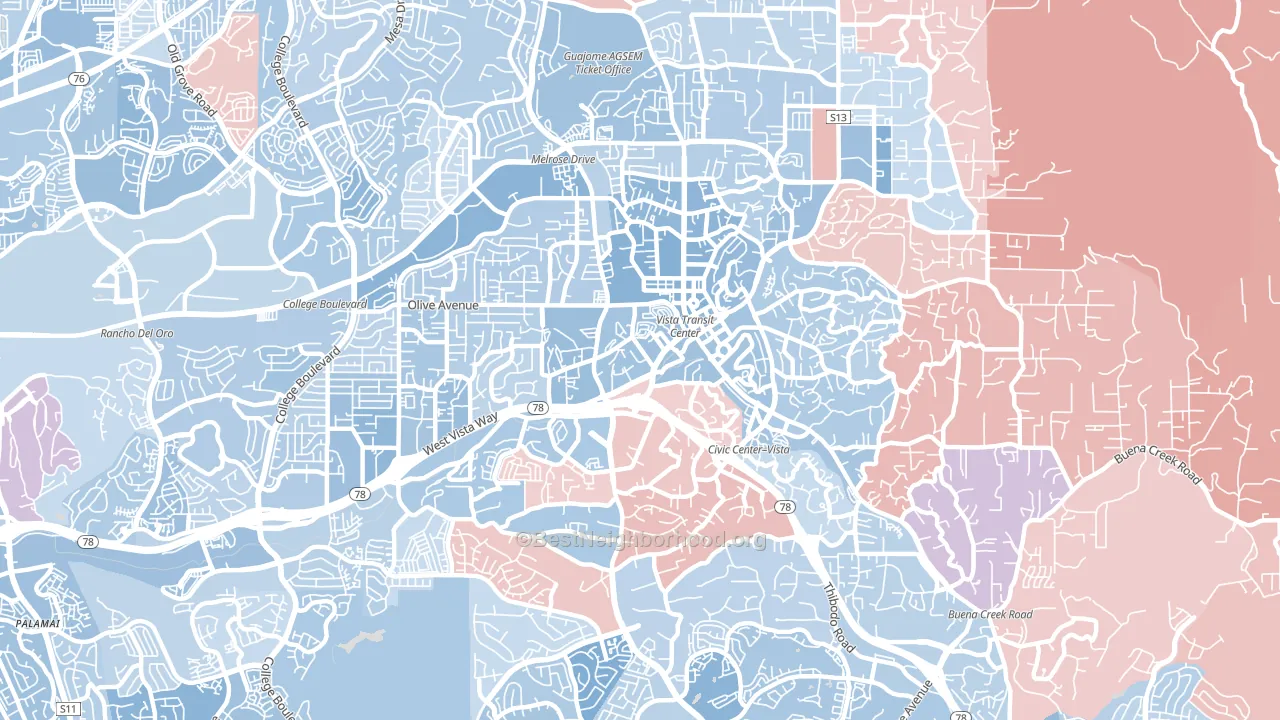92083, CA block-group political-lean map