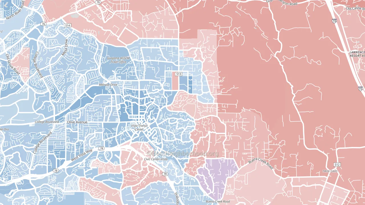 92084, CA block-group political-lean map