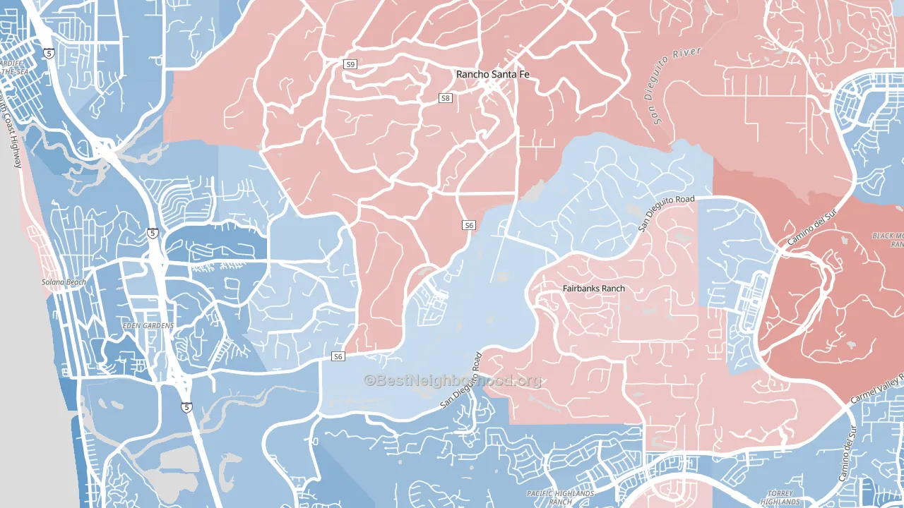 92091, CA block-group political-lean map