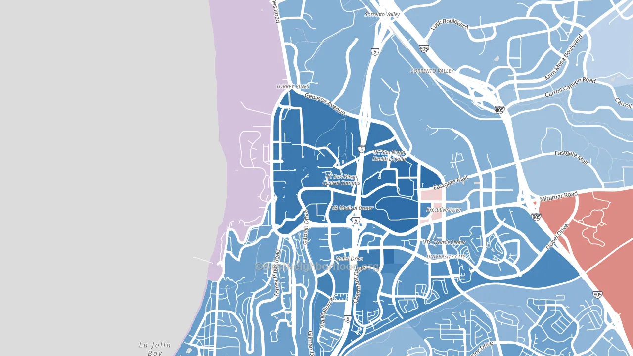 92093, CA block-group political-lean map