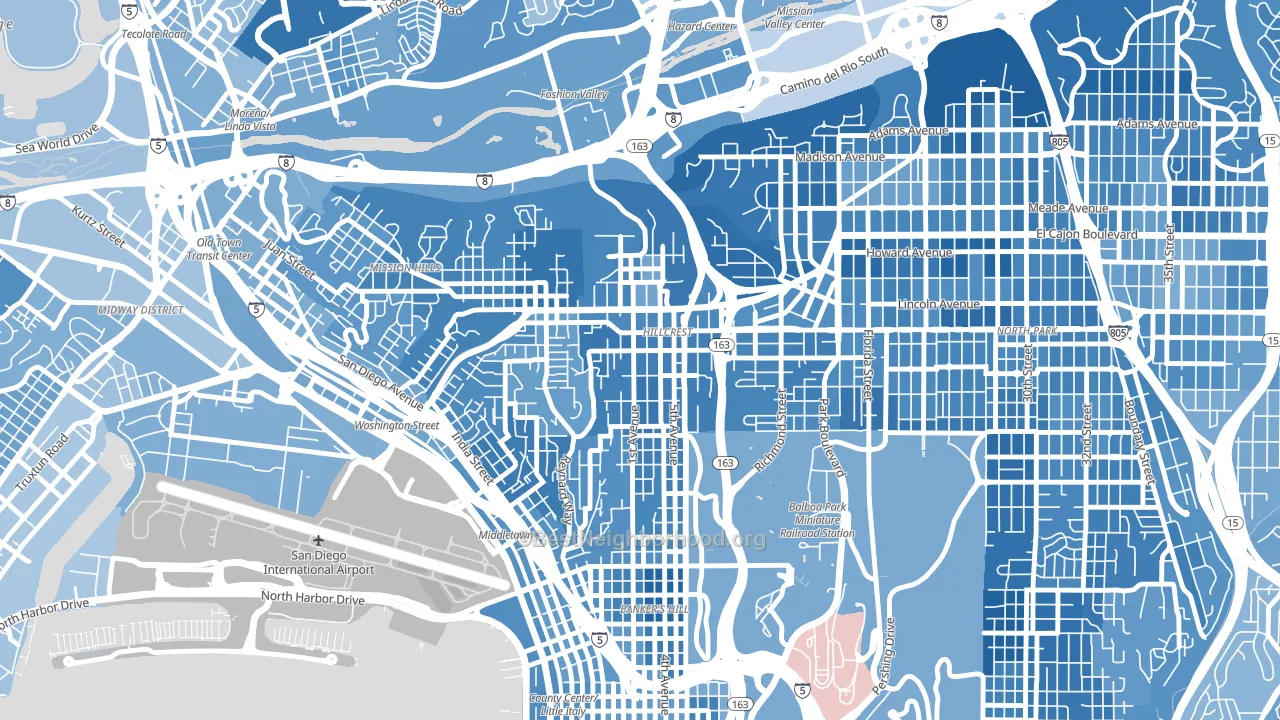 92103, CA block-group political-lean map