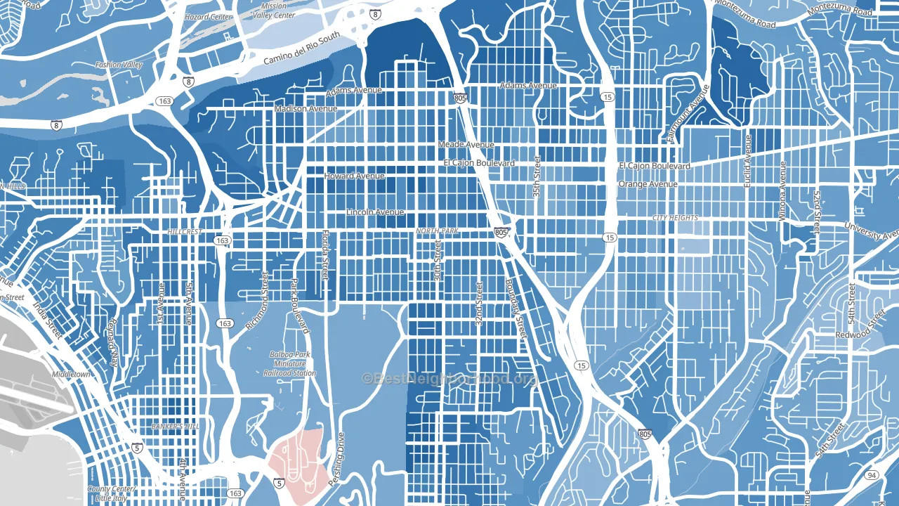 92104, CA block-group political-lean map