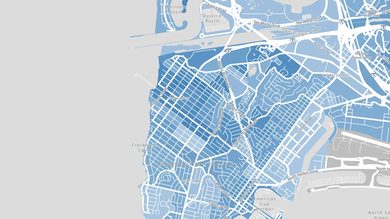 92107, CA block-group political-lean map