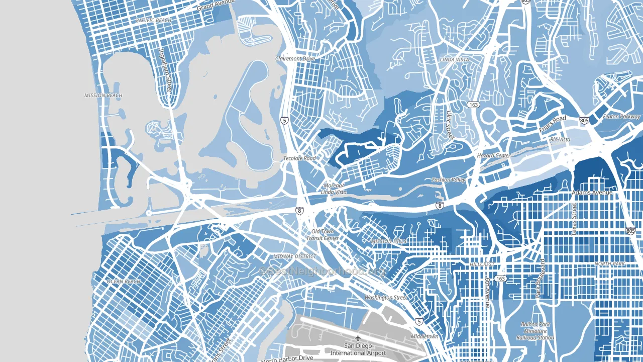92110, CA block-group political-lean map
