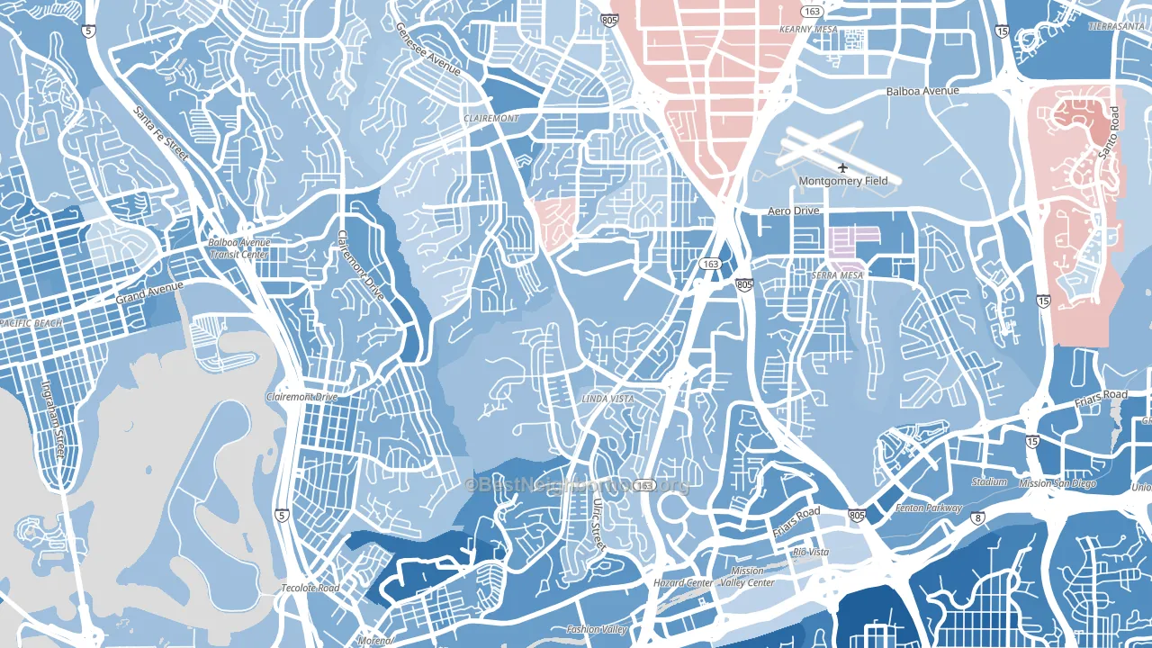 92111, CA block-group political-lean map