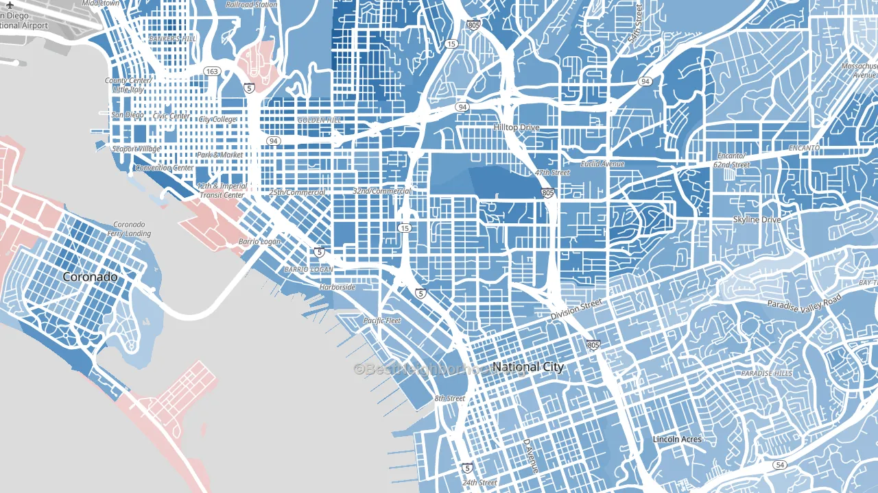 92113, CA block-group political-lean map