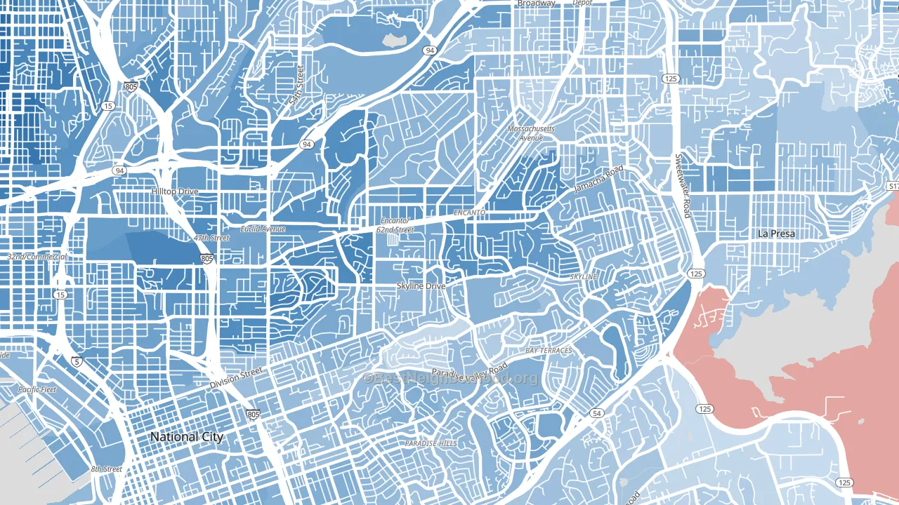 92114, CA block-group political-lean map
