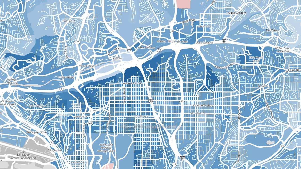 92116, CA block-group political-lean map