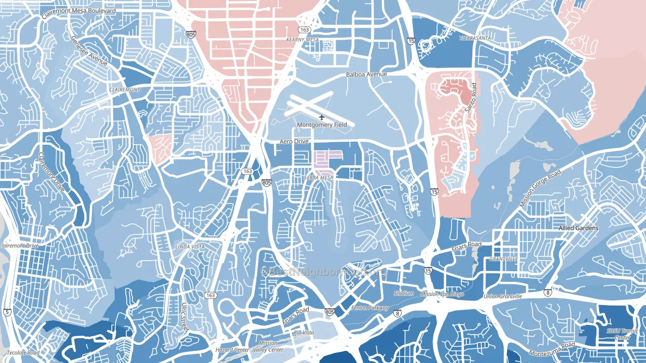 92123, CA block-group political-lean map