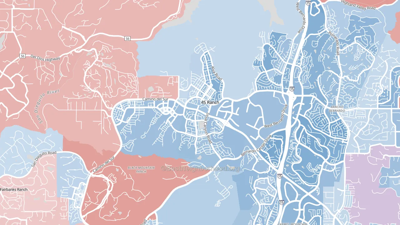 92127, CA block-group political-lean map
