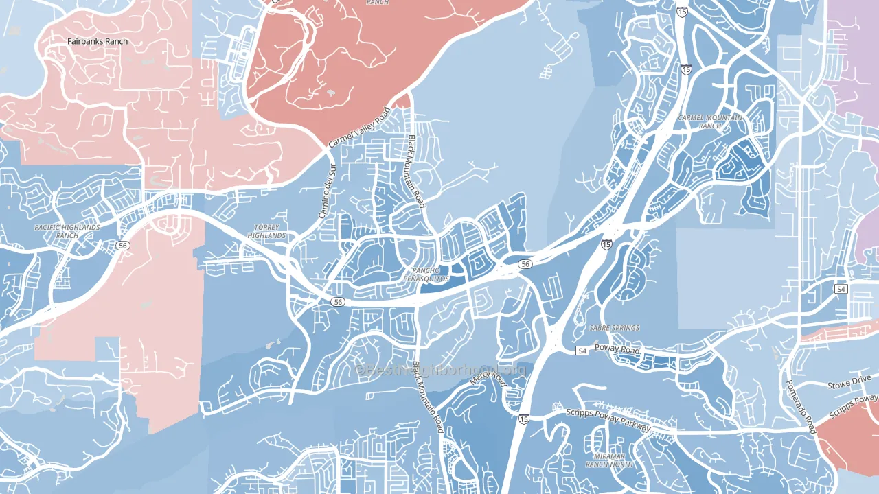 92129, CA block-group political-lean map