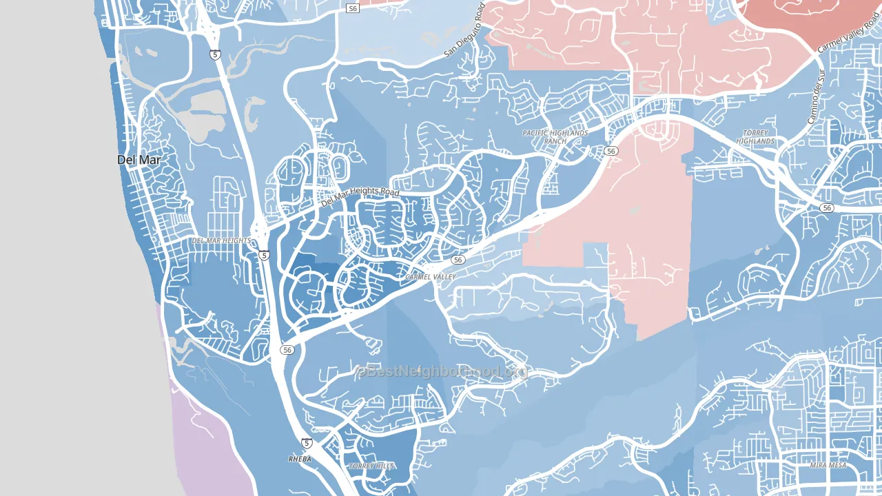 92130, CA block-group political-lean map