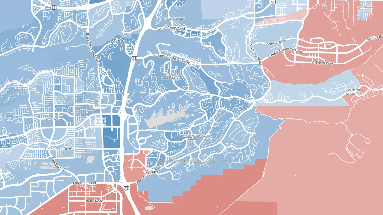 92131, CA block-group political-lean map